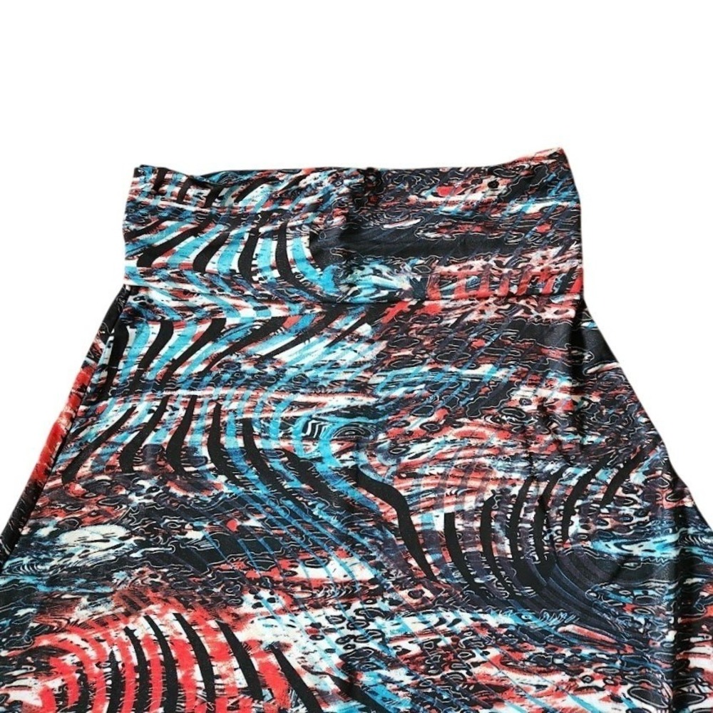 Honey & Lace Women's Abstract Print Maxi Skirt Blue Red Black Flowy Size M  D05 - Picture 3 of 6